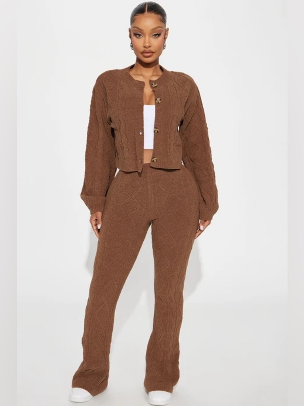 Cozy Knit Brown Pant Set
